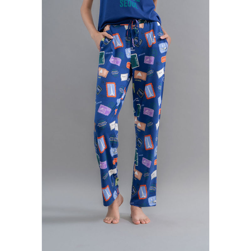 NeceSera Women Blue Modal Pyjama (L)
