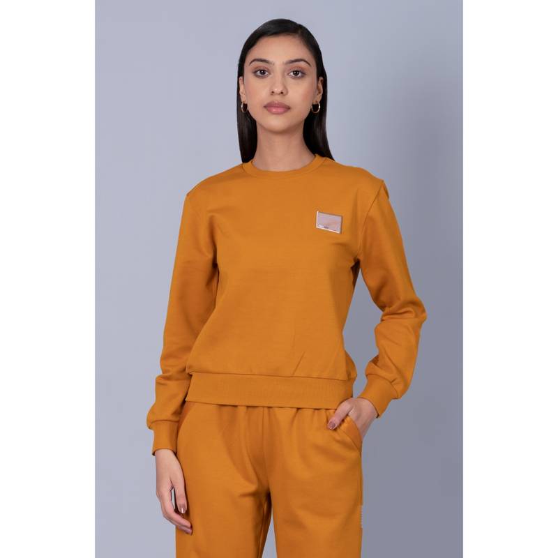 Muvazo Women Mustard Wander In Leisure Sweatshirt (XS)