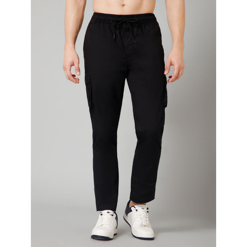 Cantabil Mens Black Solid Lower Trackpant (L)