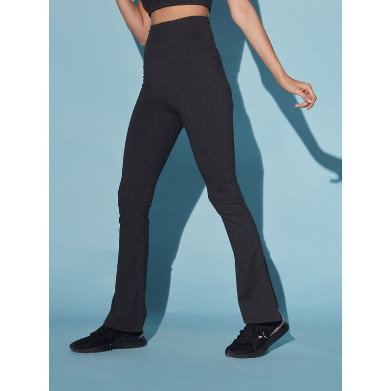 Women High Waist Cotton Side Slit Flared Pants (XL)