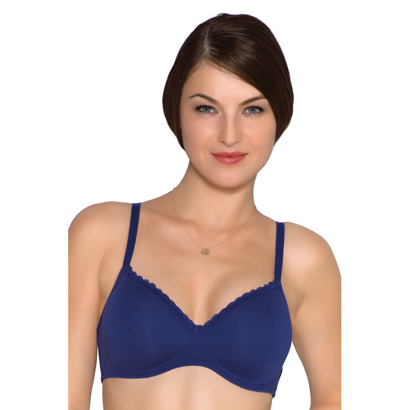 Amante Cotton Casuals Padded Non-Wired T-Shirt Bra - Dark Blue (38D)