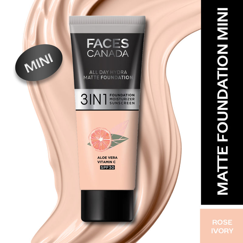 Faces Canada All Day Hydra Matte Mini - 3 In 1 Foundation + Moisturizer + SPF 30 - Rose Ivory