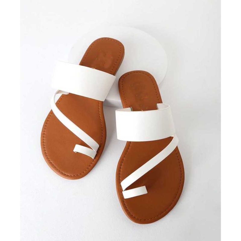 Shoetopia Women White One Toe Flats (Euro 39)