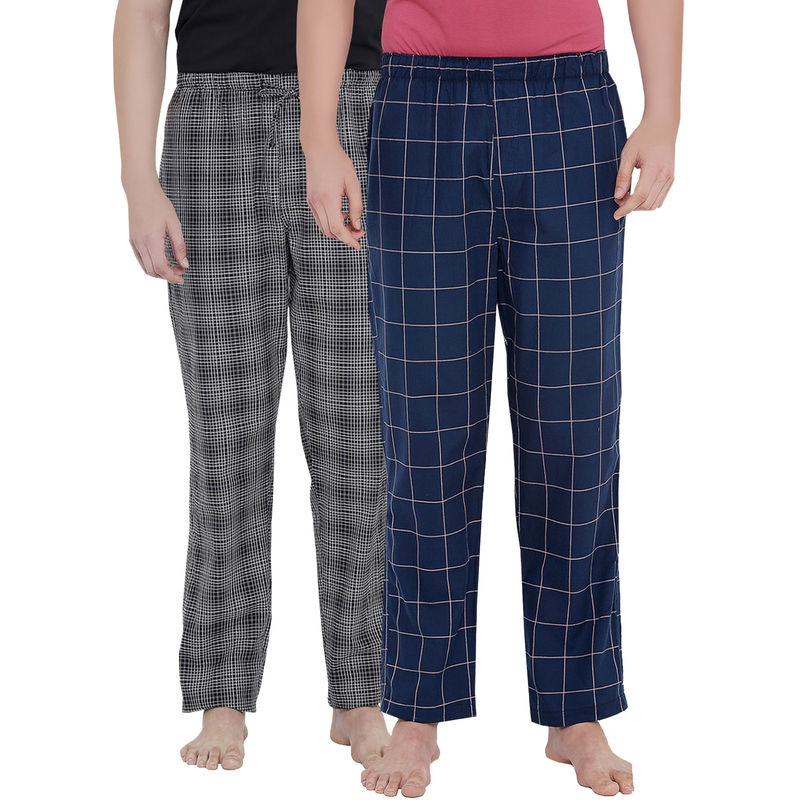 XYXX Super Combed Cotton Checkered Pyjama For Men (Pack Of 2) - Multi-Color (S)