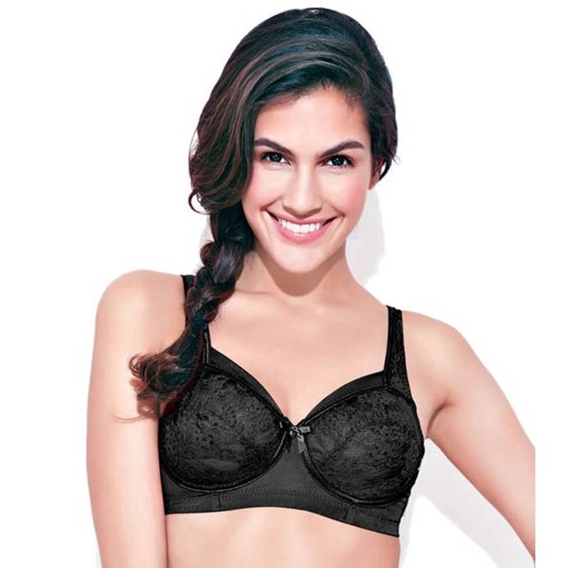 Enamor FB06 Classic Lift Full Support Bra - Non-Padded Wirefree Full Coverage - Black - FB06