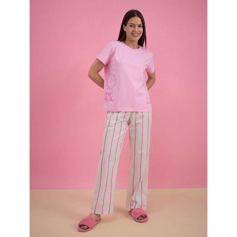 Sweet Dreams Women Pink Snoopy T-shirt & Pyjama (Set of 2) (S)