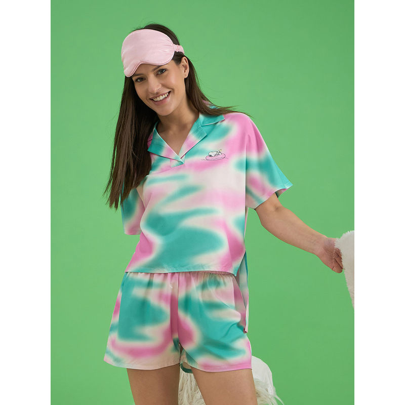 Sweet Dreams Women Green Snoopy T-shirt & Shorts (Set of 2) (XS)