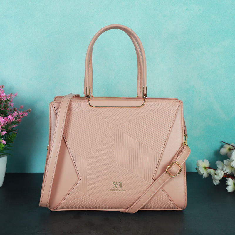Buy NFI Essentials Women Textured Pink Satchel with Detachable Strap Online