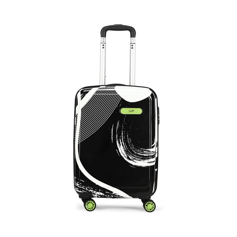 Skybags Unisex Black Printed Splash Cabin Hard Trolley Bag (S)