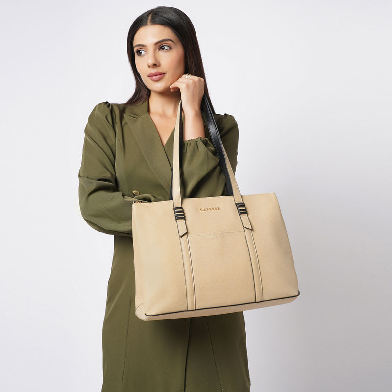 Caprese Beige Roma Tote Bag For Women (M)
