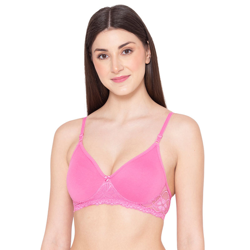 Groversons Paris Beauty Women Full Coverage Everyday Lace Bra - Pink (32B)