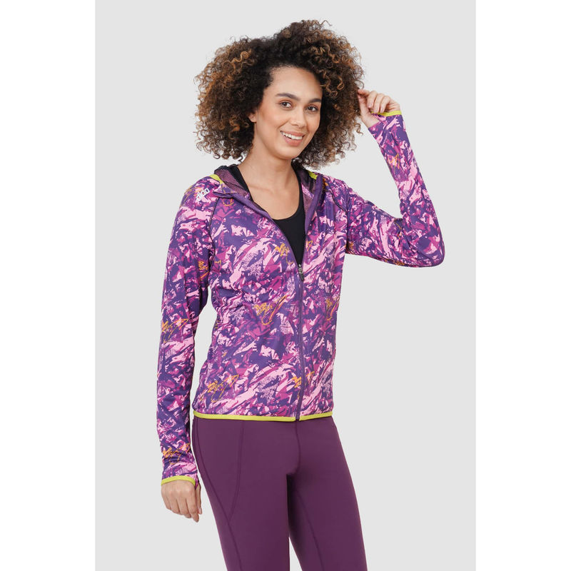 Dida Women Versatile Purple Printed Hoodie (L)