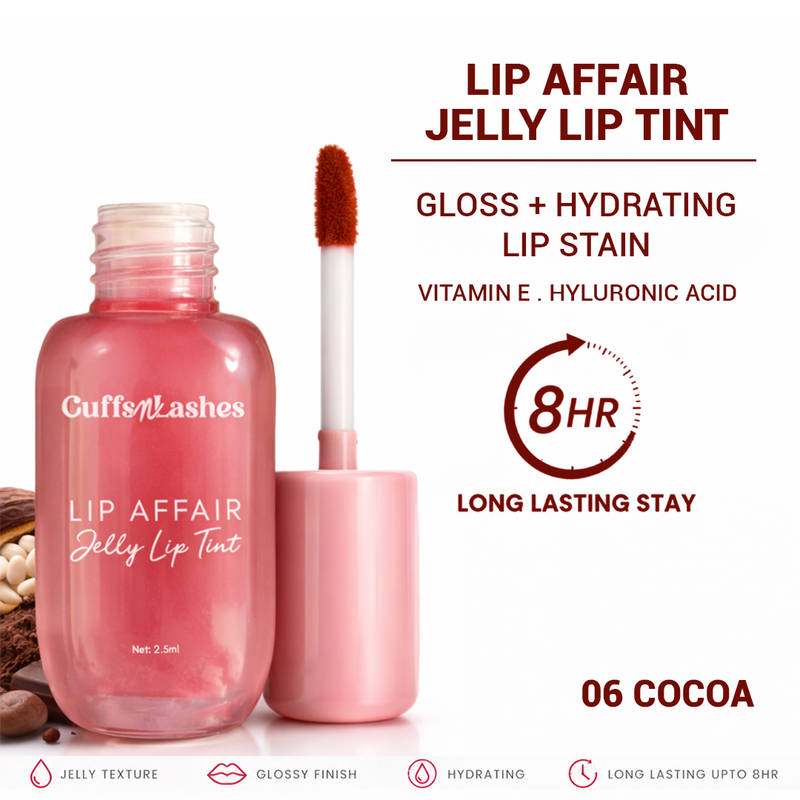 CUFFS N LASHES Lip Affair Jelly Lip Gloss Tint - Cocoa