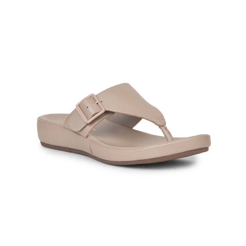 Hush Puppies Women's Platform Sandals -Beige (UK 3)