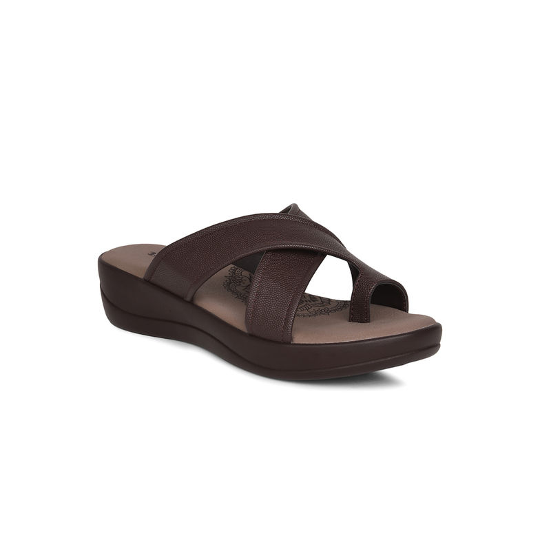 Bata Women's Toe Ring Platform Sandals-Brown (UK 7)