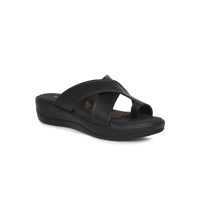 Bata Women's Toe Ring Platform Sandals-Black (UK 4)