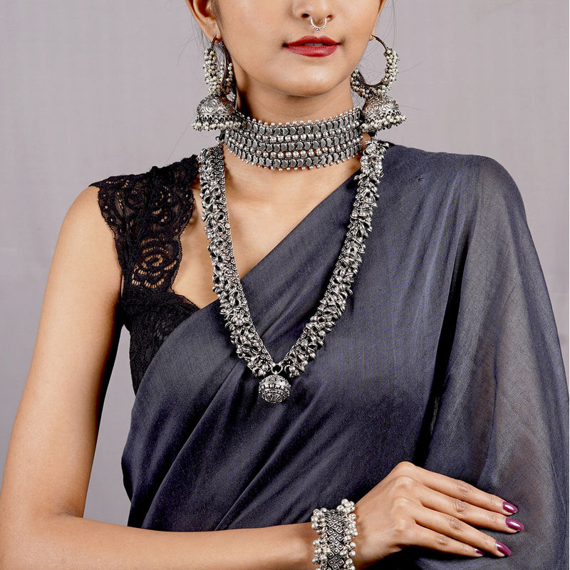 Teejh Veronika Metallic Silver Oxidized Jewellery Gift Set Buy Teejh