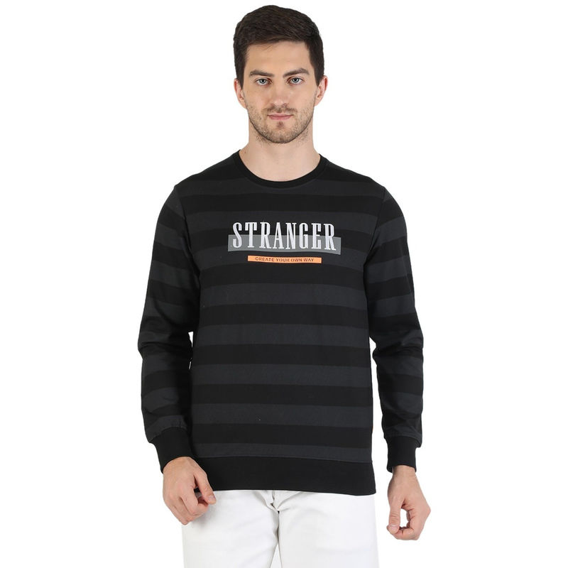 Monte Carlo Men Black Cotton Blend Sweatshirt (2XL)