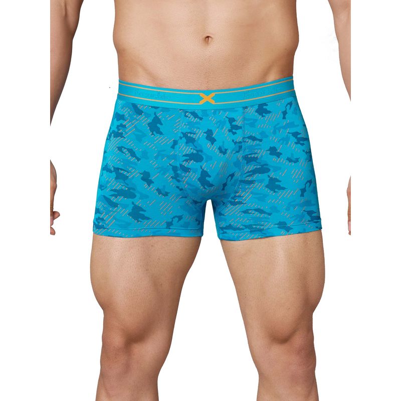 Frenchie RAGE Camouflage Print Elastane Ultra Soft Waistband Trunks (Breeze Blue) (Pack of 2) (S)