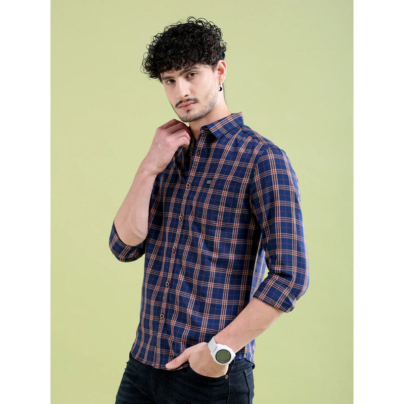 The Indian Garage Co Men Slim Fit Checks Full Sleeves Spread Collar Casual Multicolour (M)