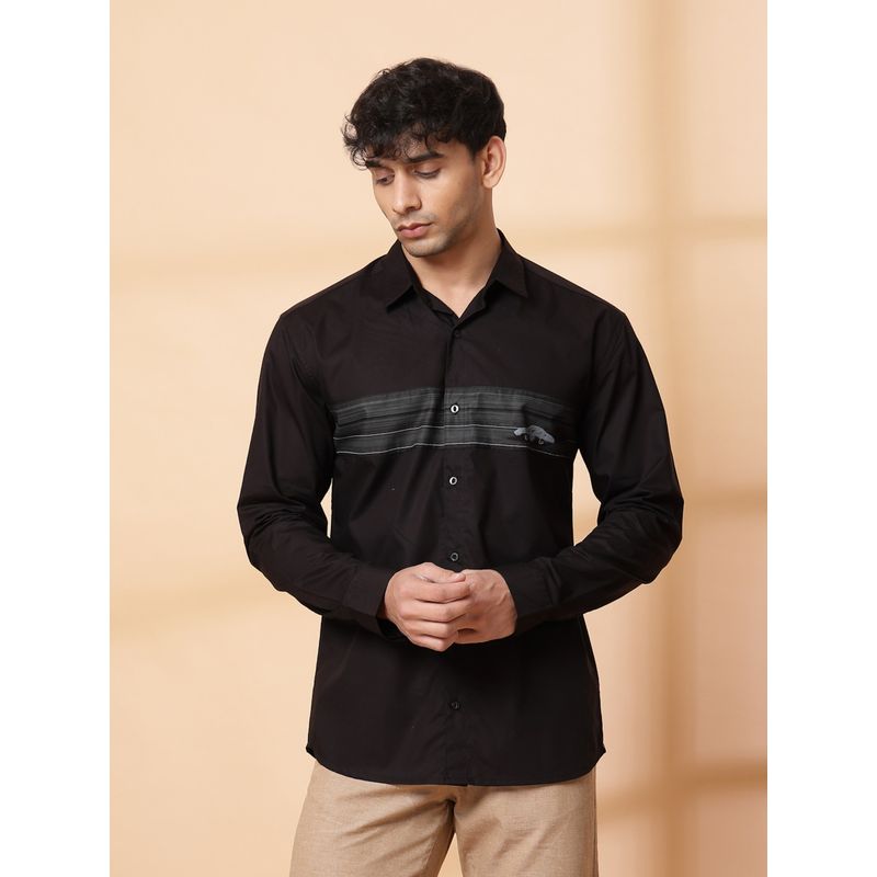 RIGO Men Black Printed Full Sleeve Shirt (S)