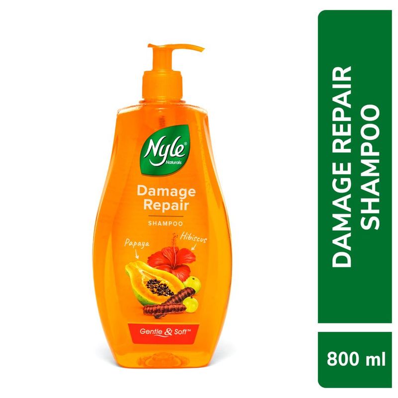 Nyle Naturals Damage Repair Shampoo, With Papaya, Hibiscus and Shikakai,Gental & Soft