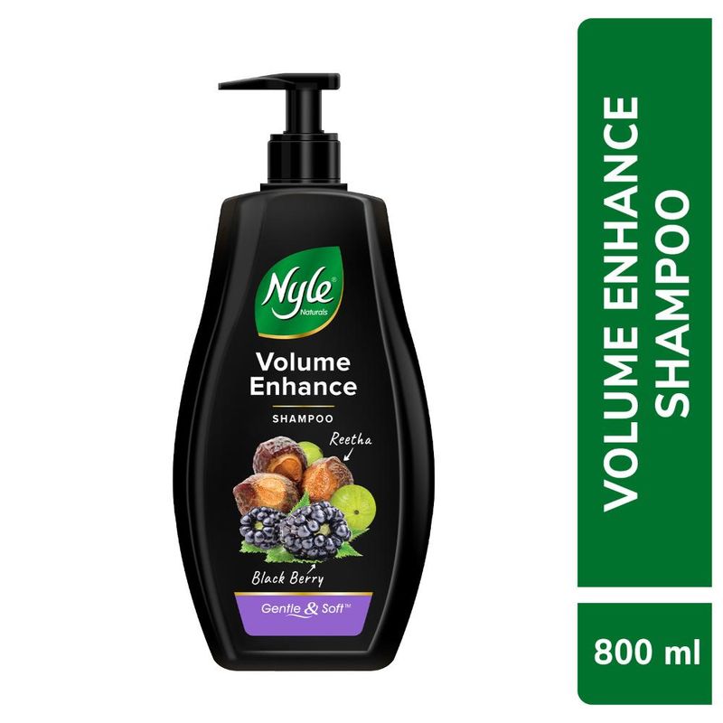 Nyle Naturals Volume Enhance Shampoo, With Blackberry, Reetha and Amla, Gental & Soft