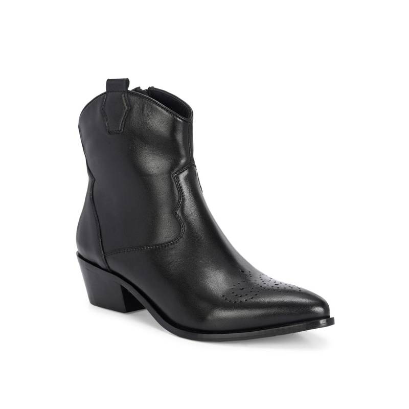 MIORAH Ranger Women Leather Cowboy Chelsea Boots Black (EURO 36)