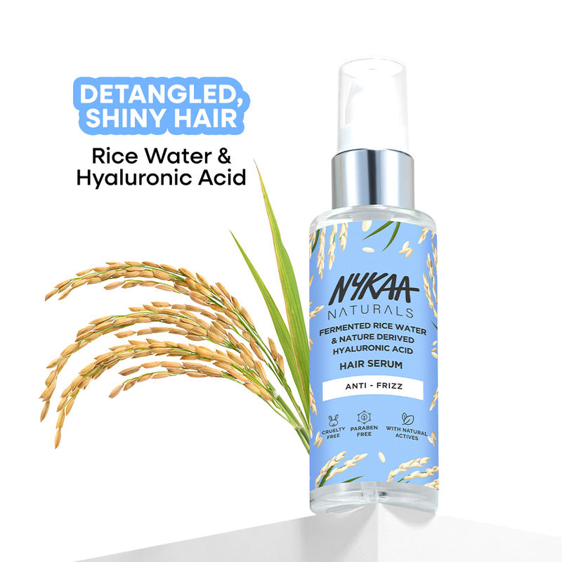 Nykaa Naturals Rice Water & Hyaluronic Acid Hair Serum for Frizz Control & Smooth, Shiny Hair