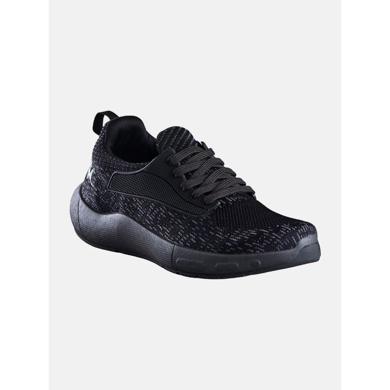 Neeman's Black Pulse Stride Sneakers for Men with Breathable Knit Upper (UK 10)