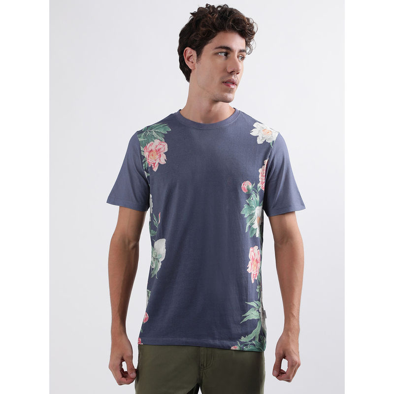 LINDBERGH Grey Printed Round Neck T-Shirt (M)