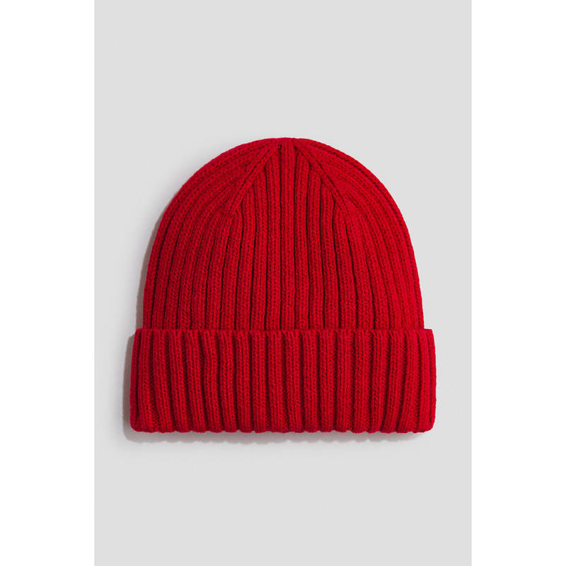 H&M Unisex Red Ribbed beanie (2-6 Months)