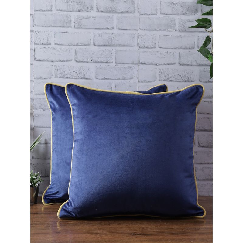 Buy eyda Velvet Blue Color Cushion Cover Set Of 218X18 Inch Online