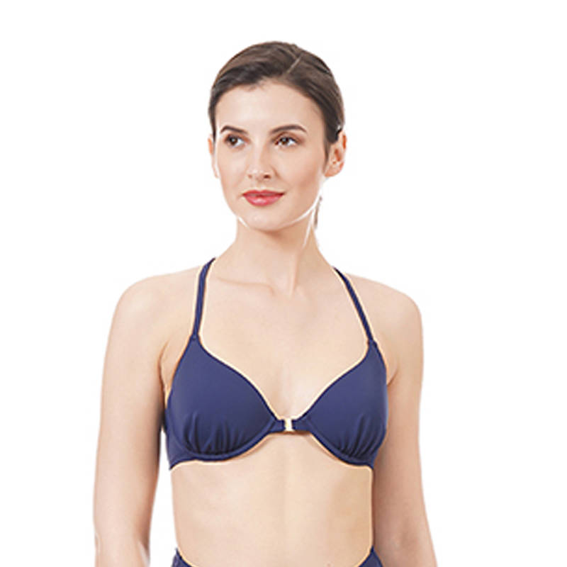 Amante Front Closure Racerback Bikini Top - Blue (XL)