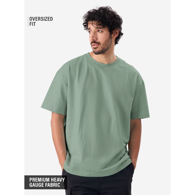 The Souled Store Oversized: Sage Green Men's Oversized T-Shirt (XS)