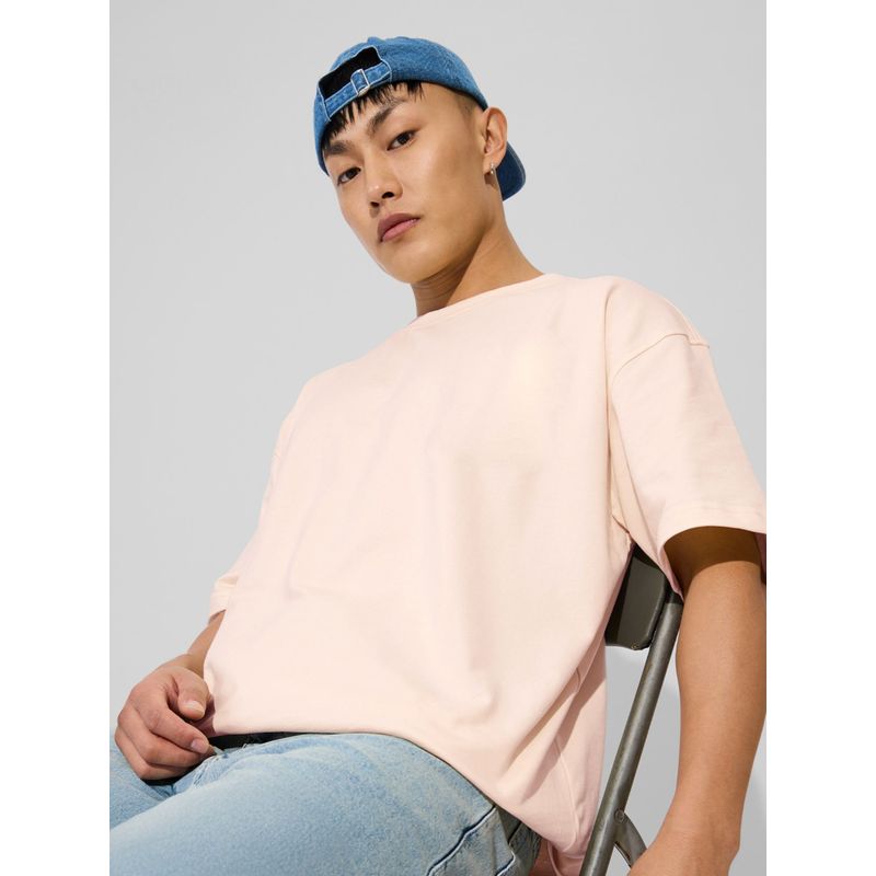 The Souled Store Oversized: Nude Pink Men's Oversized T-Shirt (S)
