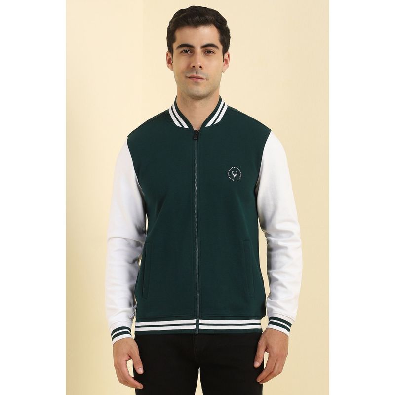 Allen Solly Men's Green High Neck Full Sleeves Casual Sweatshirt (S)