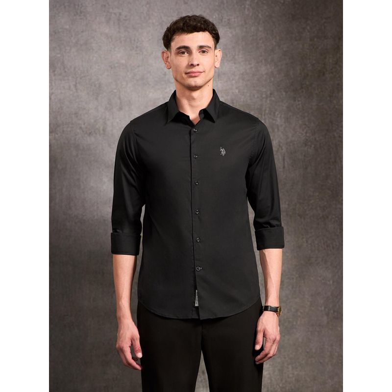 U.S. Polo Assn. Denim Co. Men's Poplin Black and Gold Shirt (42)