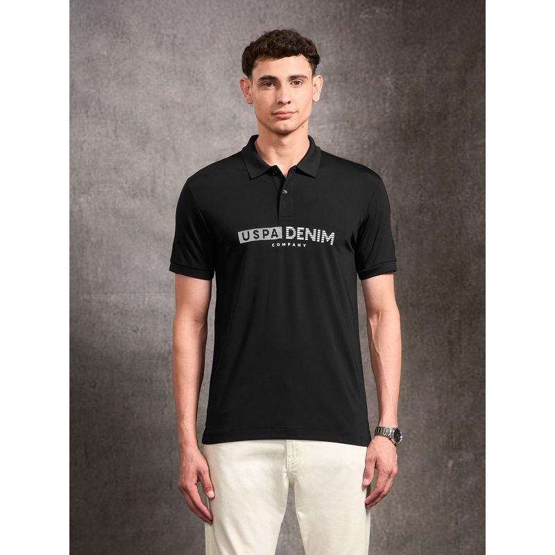 U.S. Polo Assn. Denim Co. Men's Brand Embossed Black and Gold Polo T-Shirt (S)