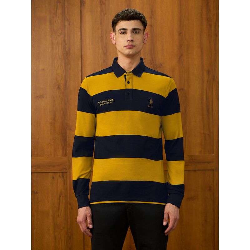 U.S. POLO ASSN. Men's Horizontal Striped Varsity Theatre Polo T-Shirt (S)
