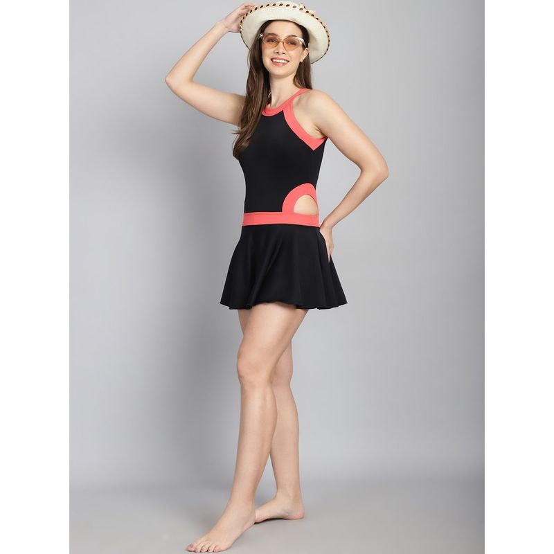 Cukoo Padded Black and Pink Border Swimsuit (L)