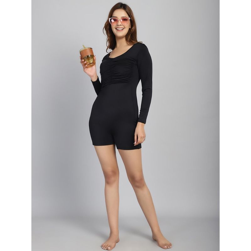 Cukoo Padded Black Solid Swimsuit (M)