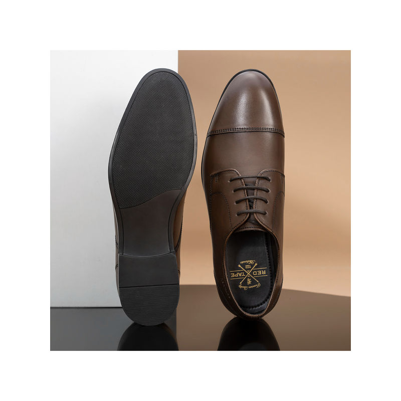 Red Tape Mens Solid Brown Derby Shoes (UK 8)