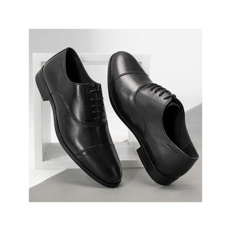Red Tape Mens Solid Black Oxford Shoes (UK 9)