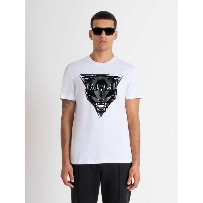 Antony Morato Mens White Graphic Crew Neck Short Sleeves T-Shirt (M)