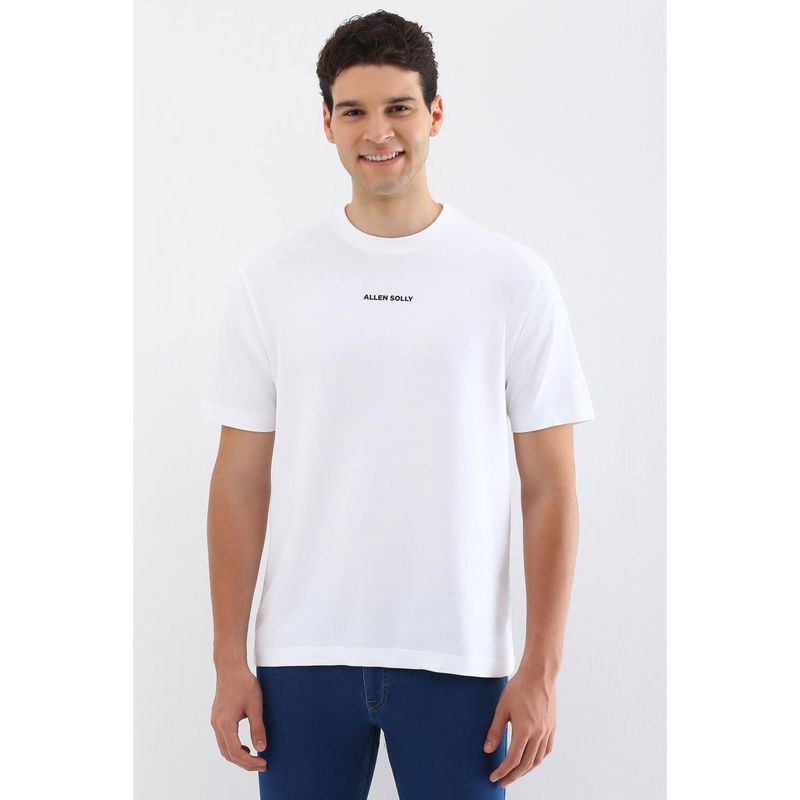 Allen Solly Mens White Graphic Printed Crew Neck Graphic T-Shirt (M)