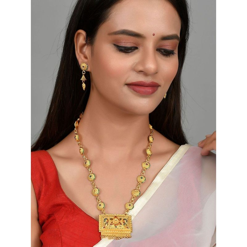 Silvermerc Designs Gold Plated Meenakari Handcrafted Temple Jewellery