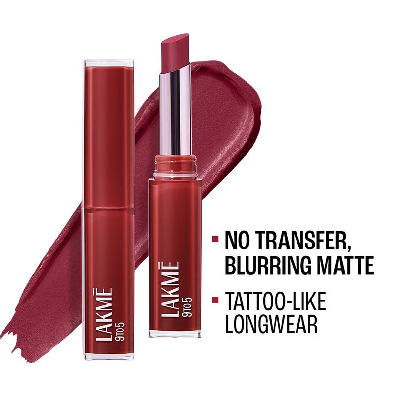 Lakme 9 To 5 Lip Tattoo Matte Slim Stick - MR13 Burgundy Passion