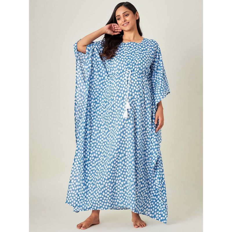 The Kaftan Company Blue Lillies Cotton Maternity Kaftan Buy The Kaftan