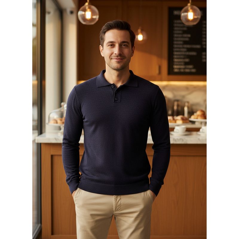 98 Degree North Men Merino Wool Blend Blue Pullover Sweater (M)